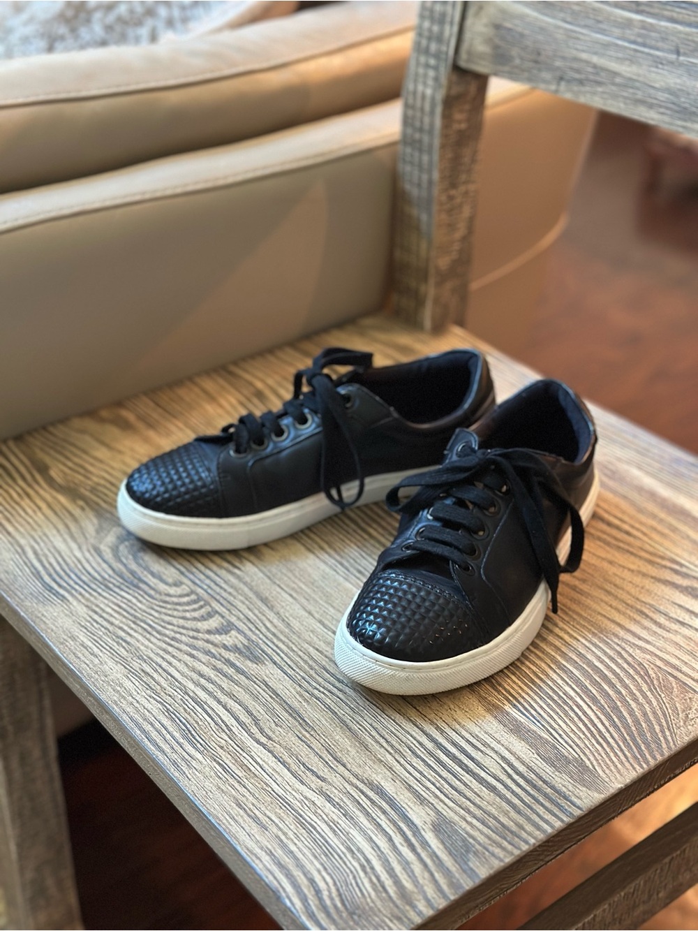 Rebecca Minkoff Black Low-Top Sneakers with Textured Toe.        Size 7.5 - Picture 2 of 5